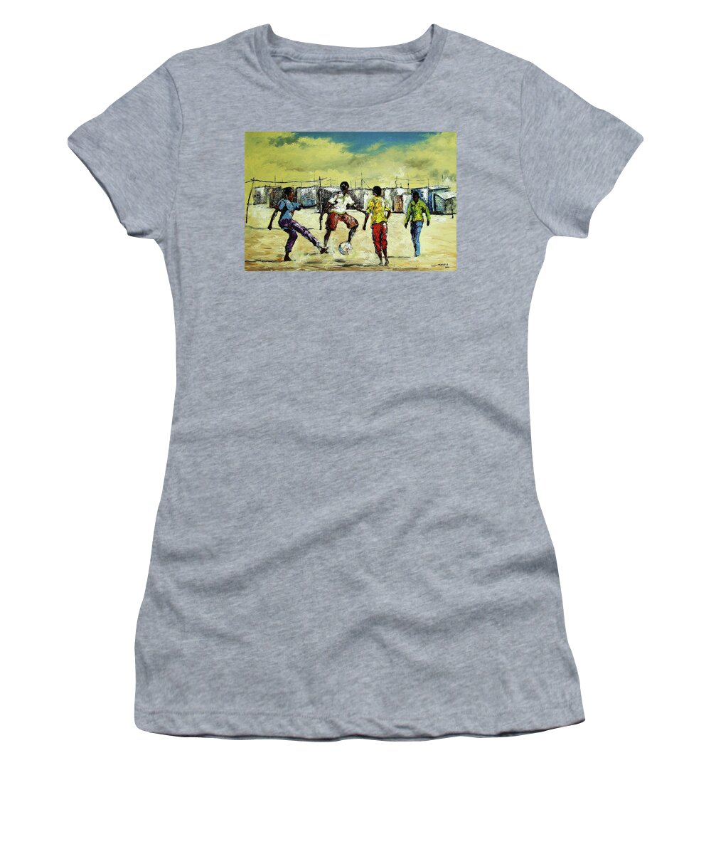  Women's T-Shirt featuring the painting Tomorrow's Dreams by Berthold Moyo