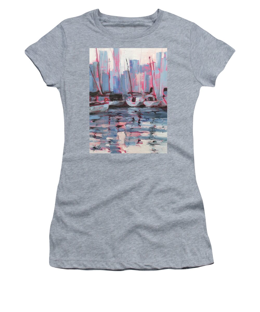 Toronto Harbour Women's T-Shirt featuring the painting Toronto Harbour by Sheila Romard