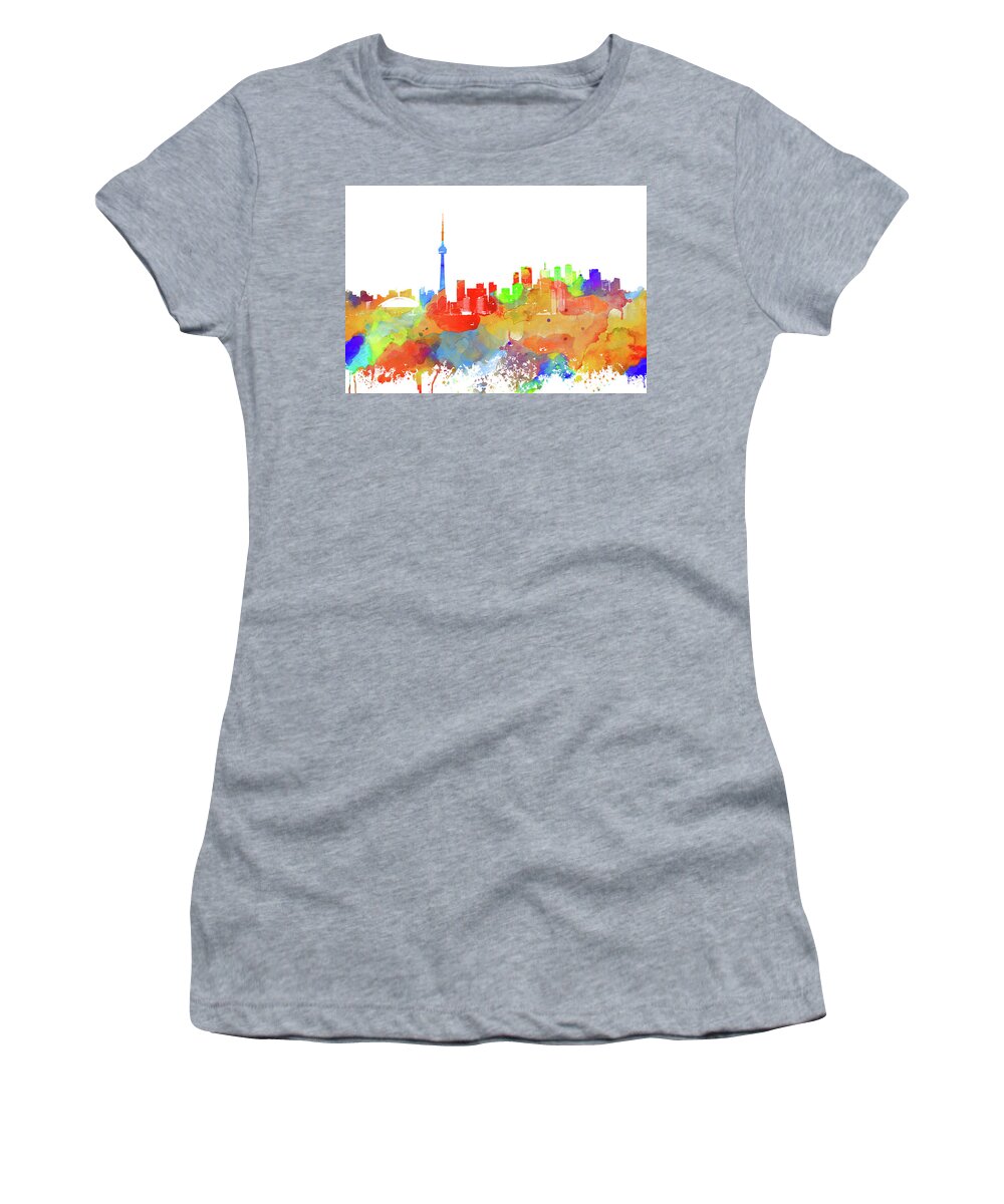 Toronto Women's T-Shirt featuring the mixed media Toronto Ontario Canada Multicolor Skyline Design 246 by Lucie Dumas