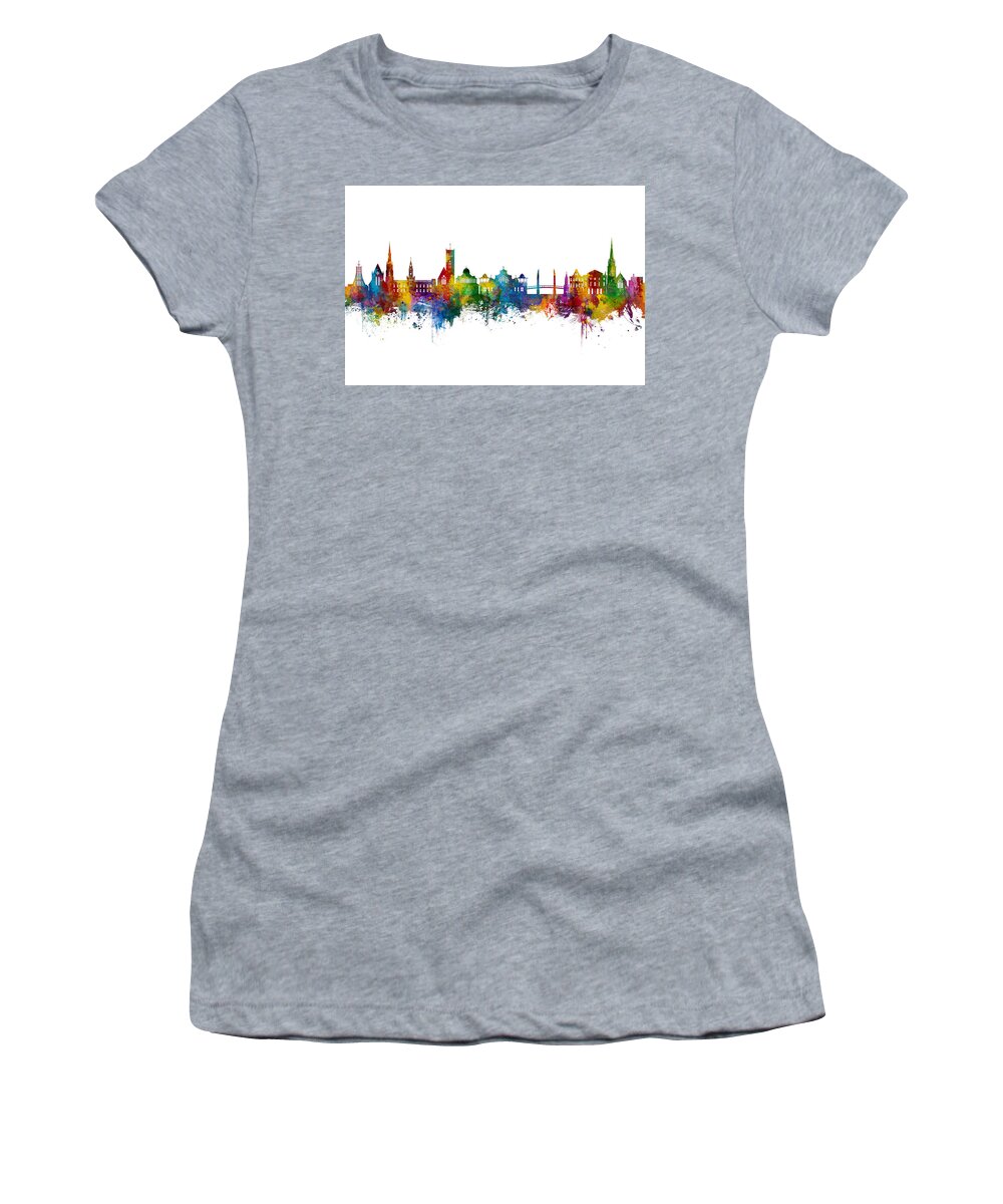 Torquay Women's T-Shirt featuring the digital art Torquay England Skyline #30 by Michael Tompsett