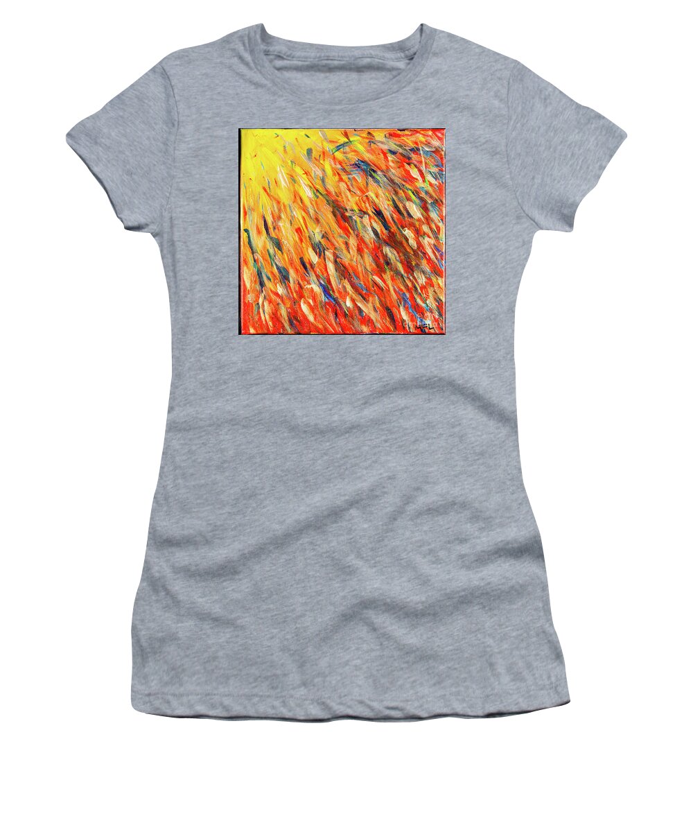 Abstract Women's T-Shirt featuring the digital art Toward The Light - Colorful Abstract Contemporary Acrylic Painting by Sambel Pedes
