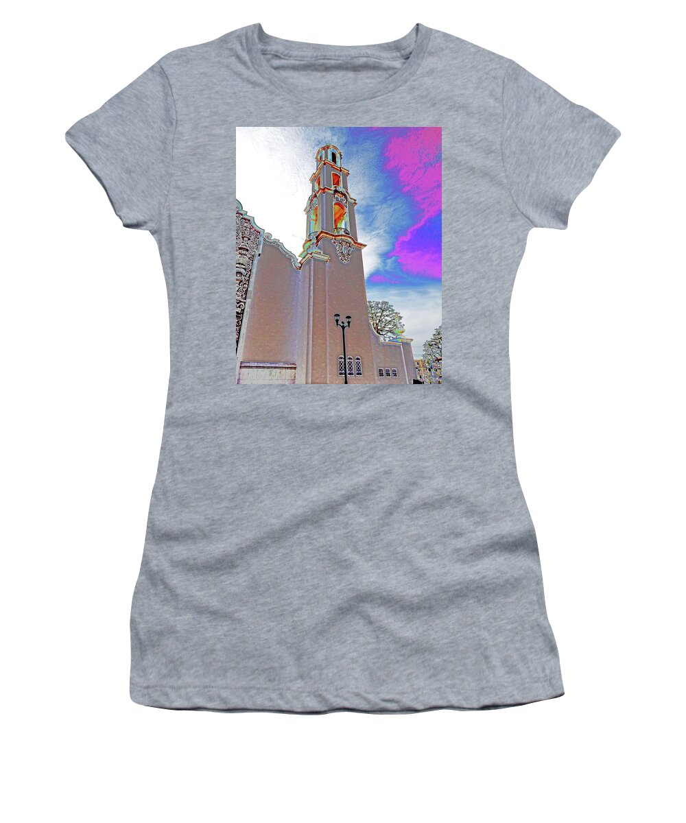 Church Women's T-Shirt featuring the photograph Tower and Sky by Andrew Lawrence