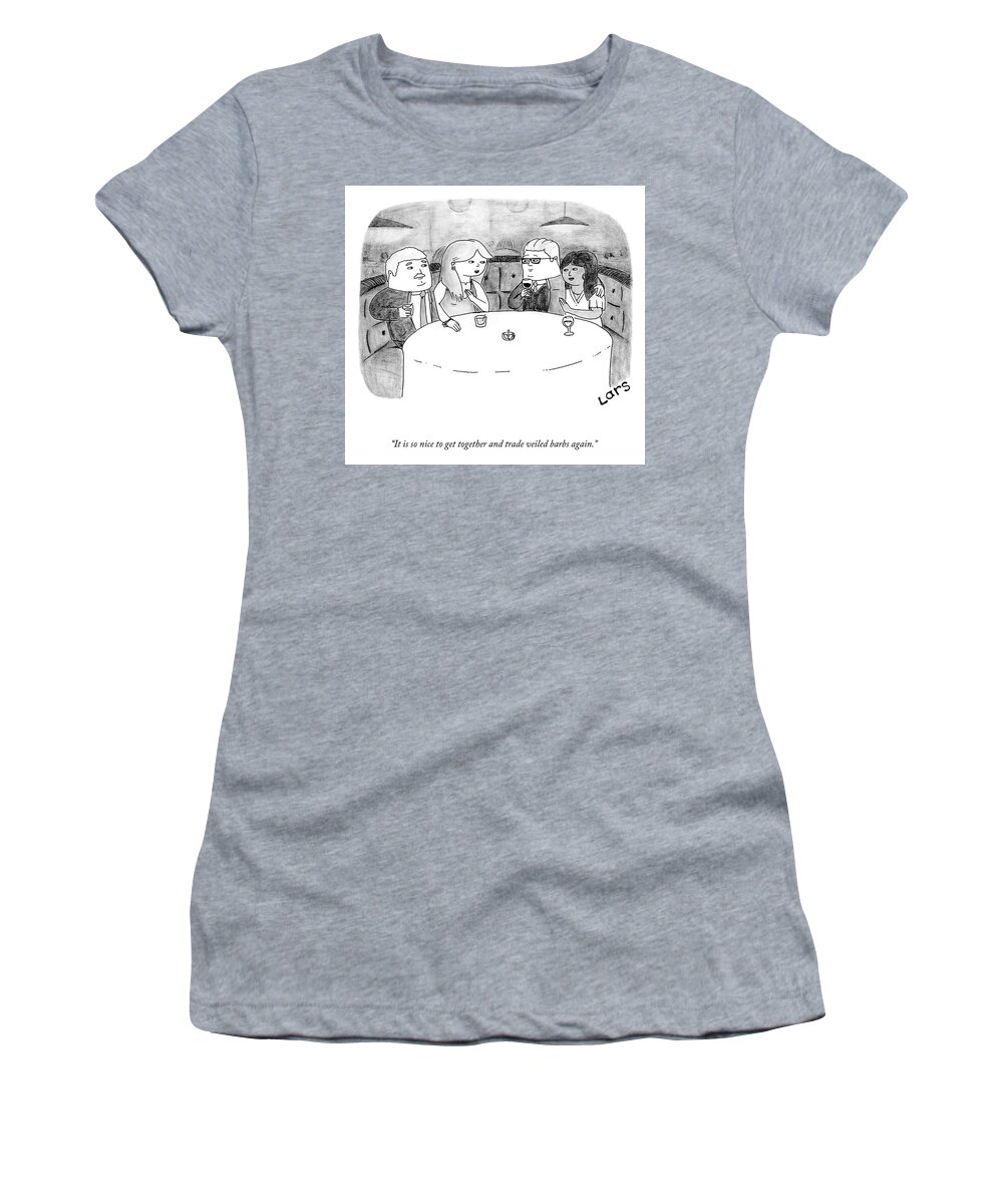 A26926 Women's T-Shirt featuring the drawing Trading Veiled Barbs by Lars Kenseth