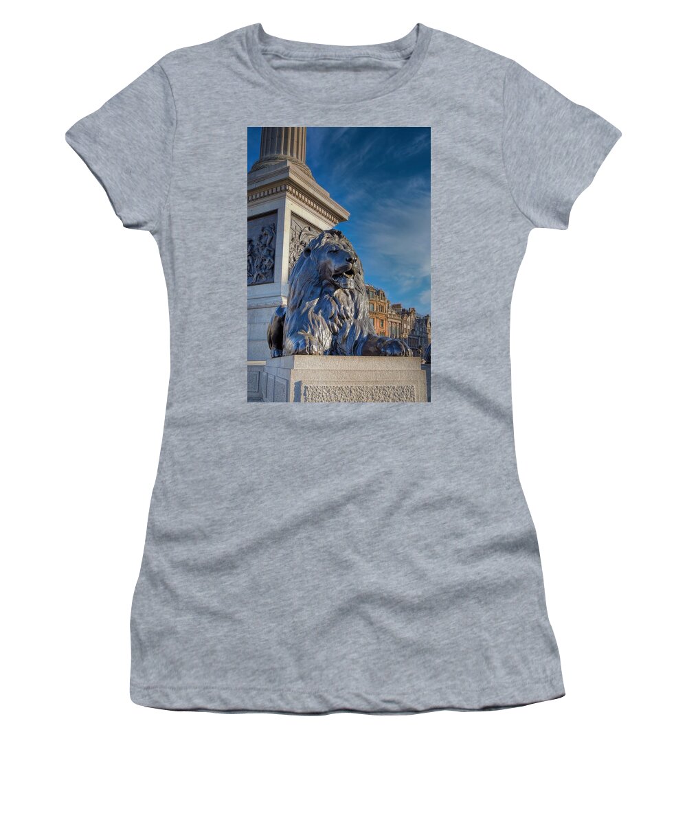 Trafalgar Square Women's T-Shirt featuring the photograph Trafalgar Square Lion by Raymond Hill