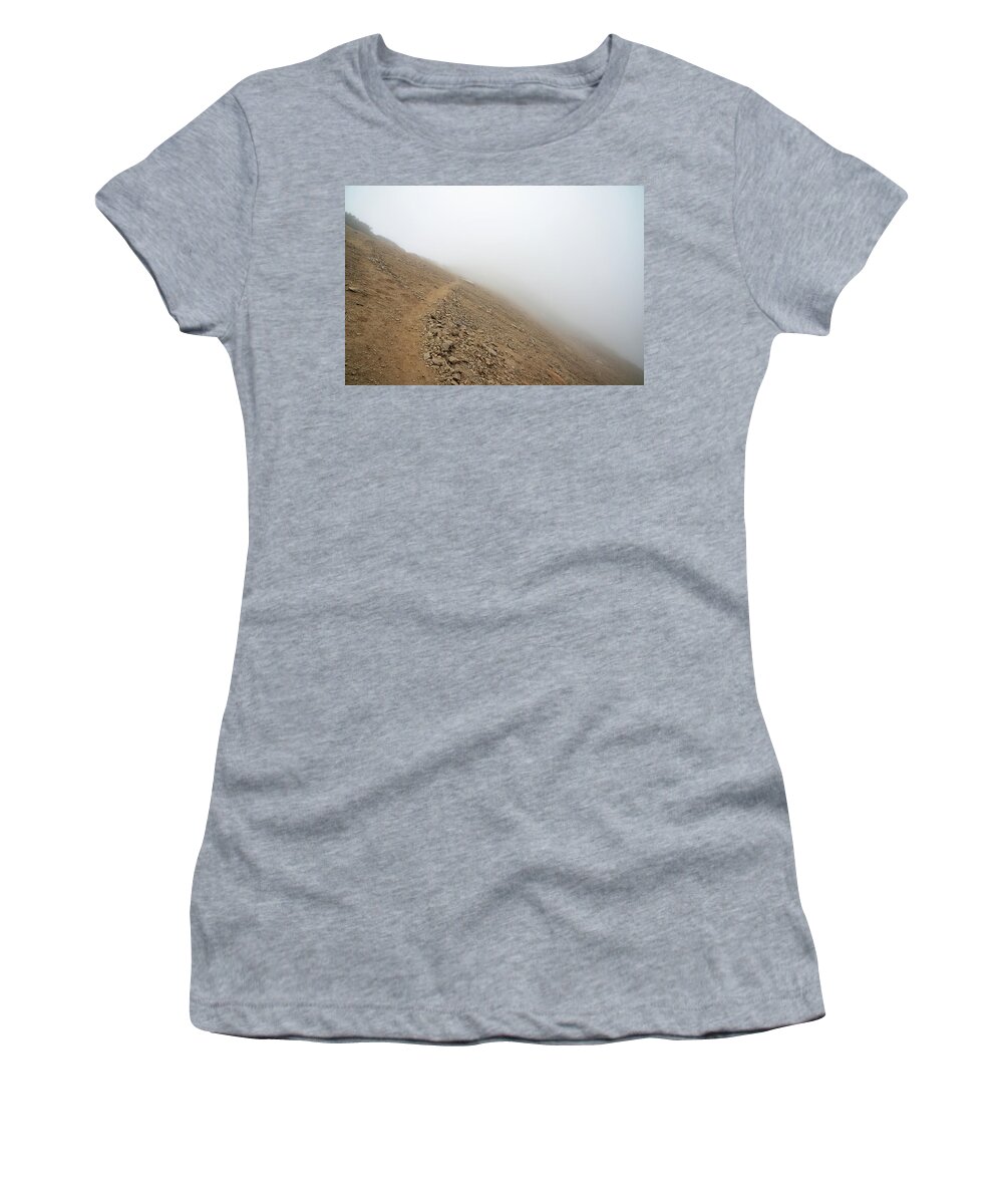 Footpath Women's T-Shirt featuring the photograph Trail into Fog by Pelo Blanco Photo