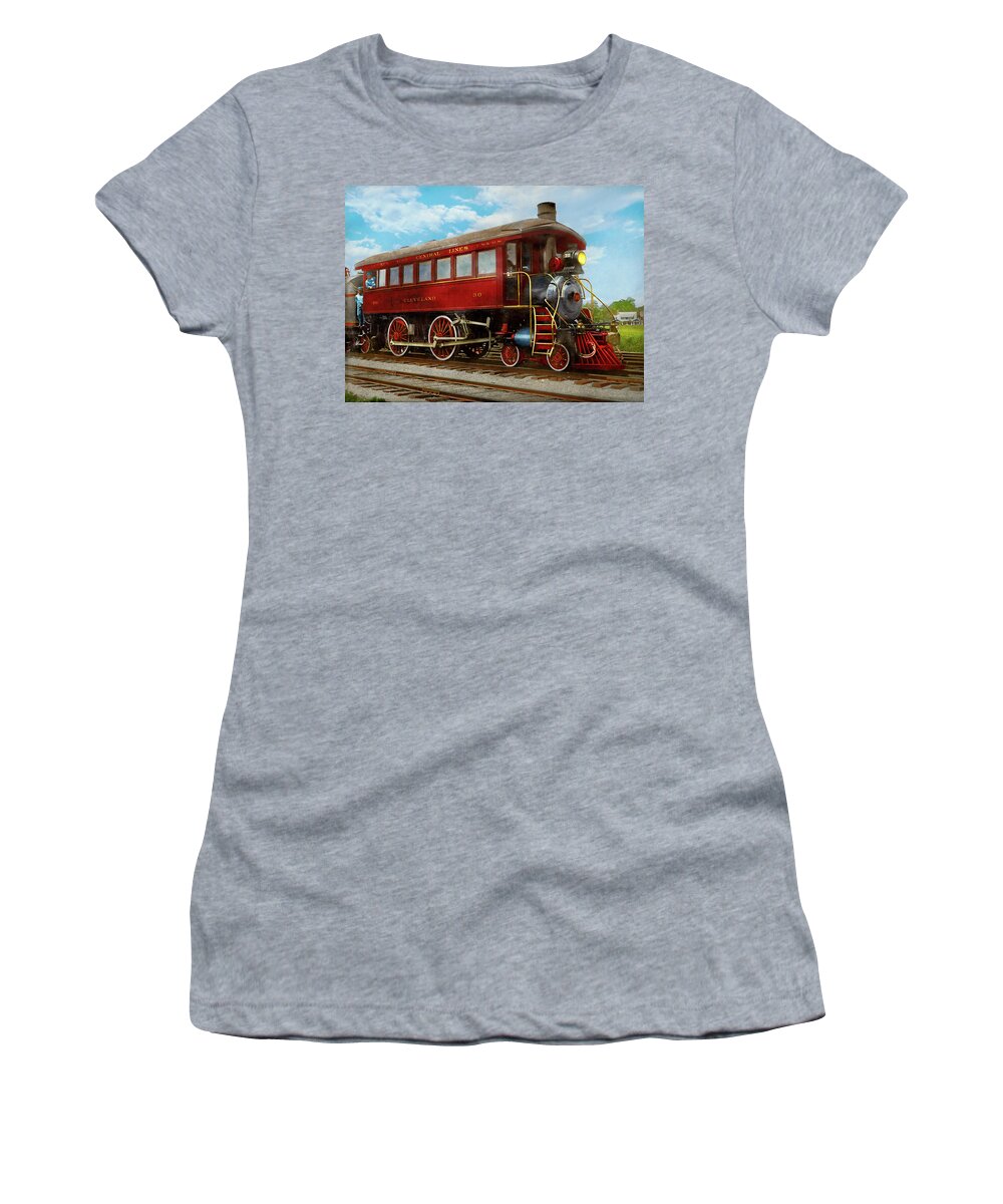 Train Women's T-Shirt featuring the photograph Train - Locomotive - The limo of locomotives 1910 by Mike Savad