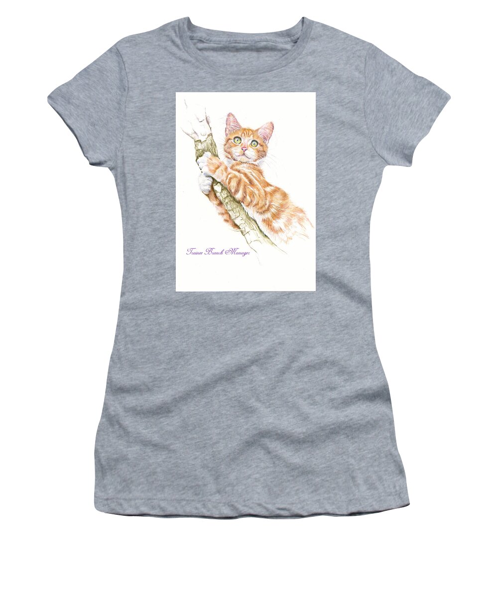 Cat Women's T-Shirt featuring the painting Trainee Branch Manager by Debra Hall