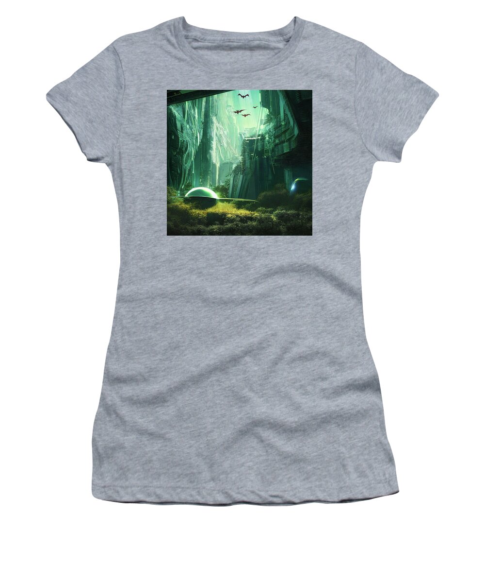 Ai Women's T-Shirt featuring the digital art Trapped in a Hole in Desert City by Micah Offman
