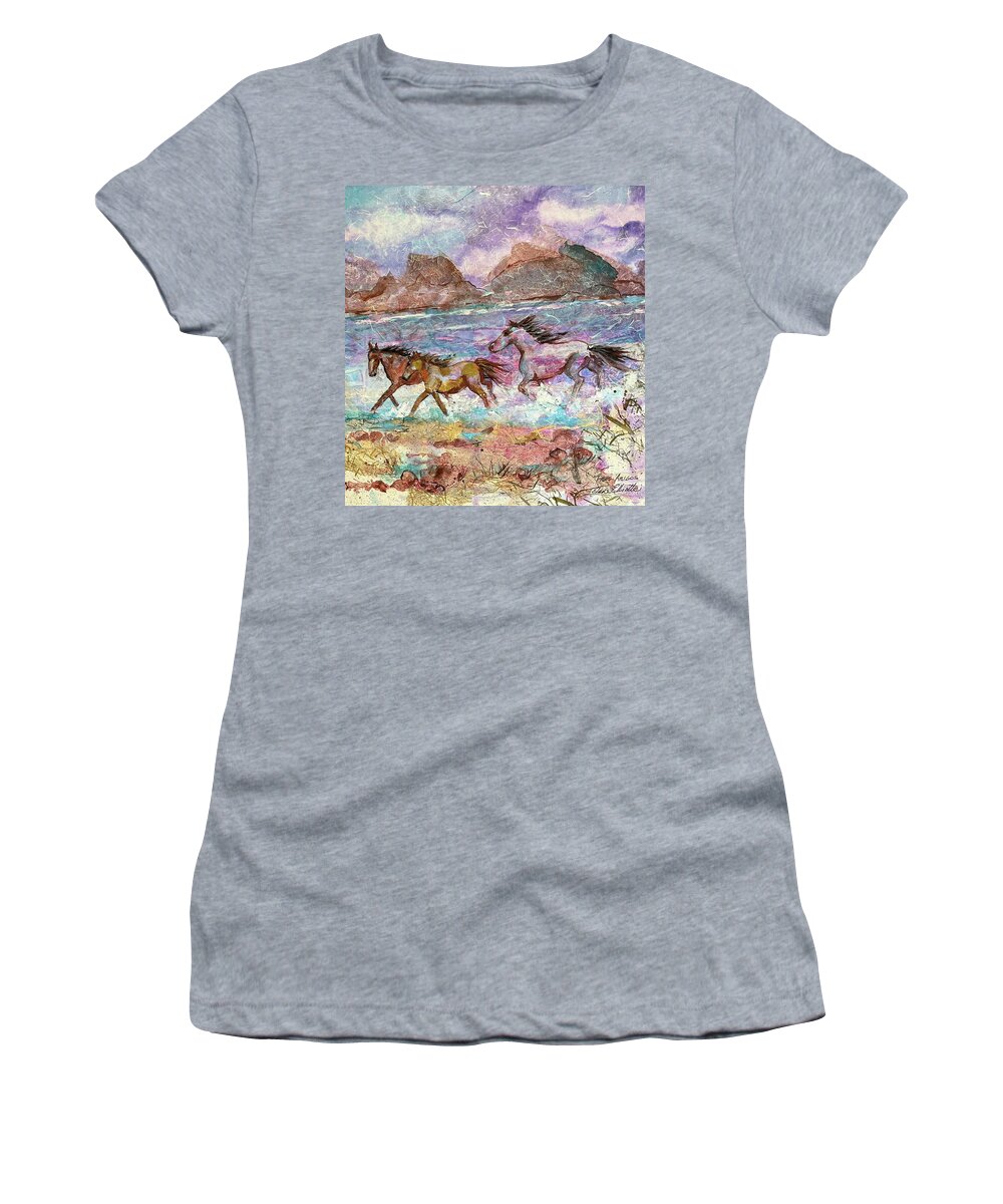Horse Women's T-Shirt featuring the painting Tres Amigos by Elaine Elliott