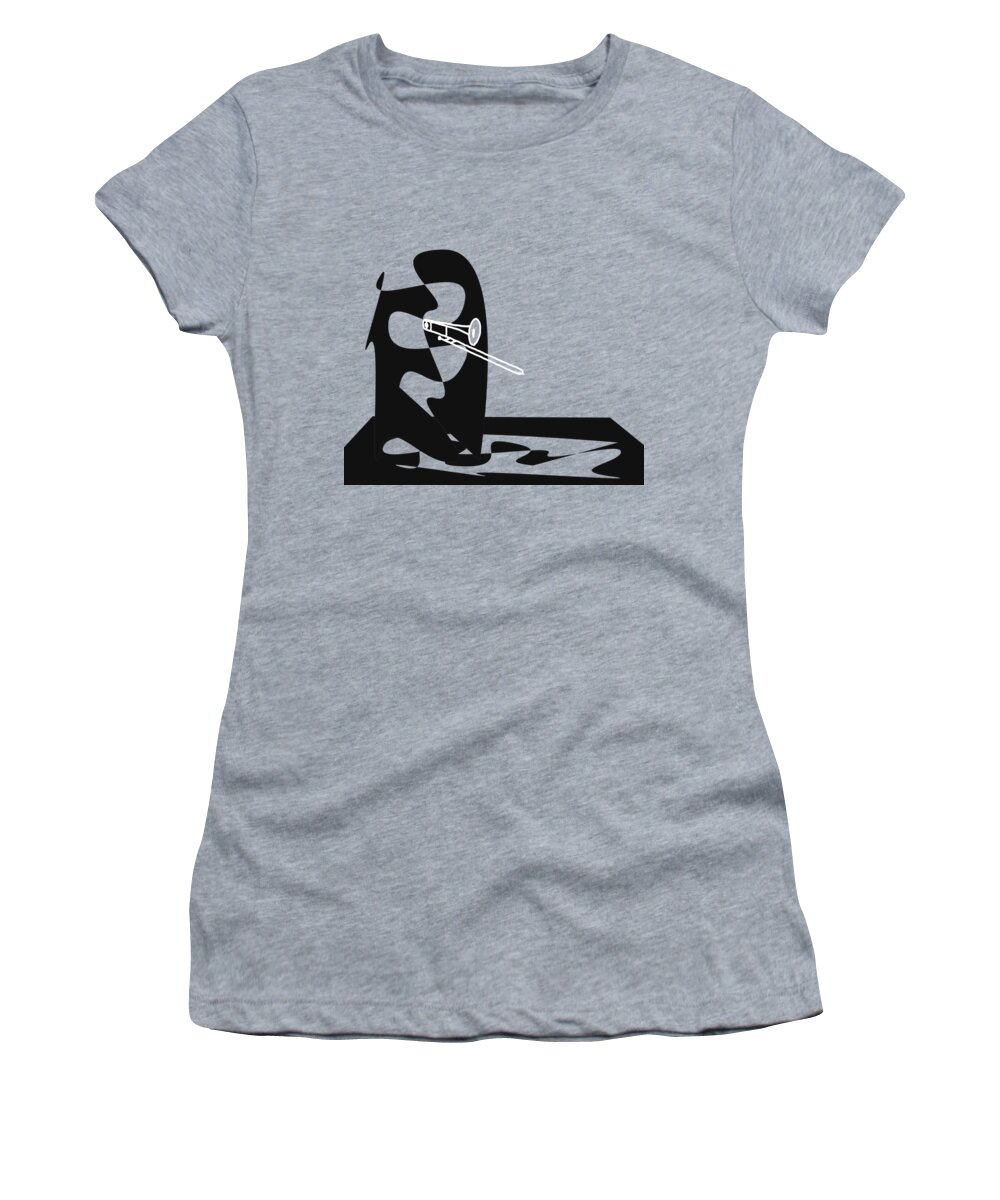 Jazzdabri Women's T-Shirt featuring the digital art Trombone in Orange by David Bridburg