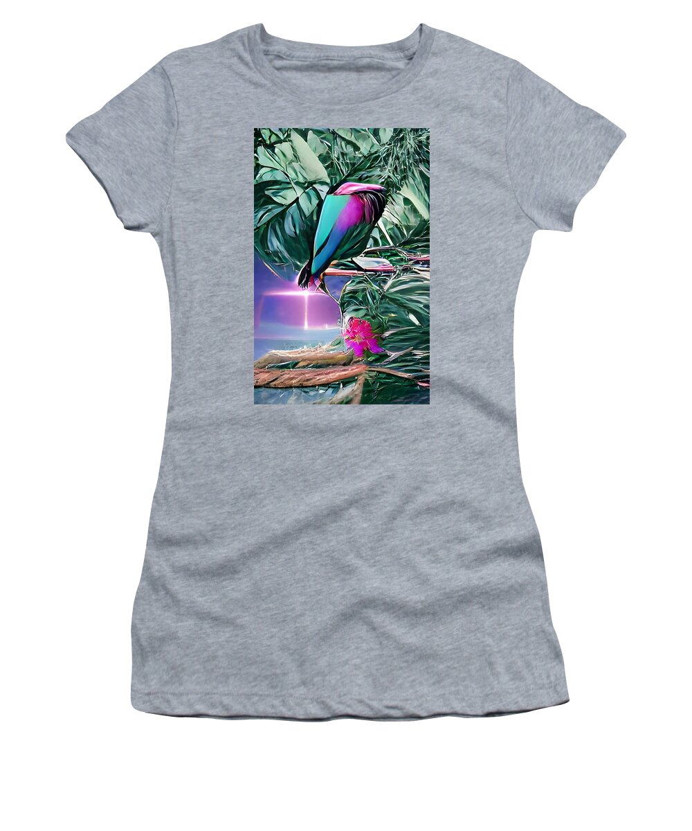 Colorful Women's T-Shirt featuring the digital art Tropical Paradise by Lisa Pearlman