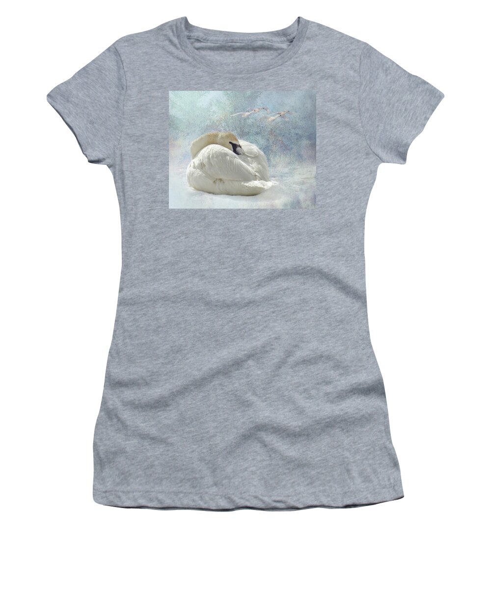 Swan Women's T-Shirt featuring the photograph Trumpeter Textures #1 - Swan Feather by Patti Deters