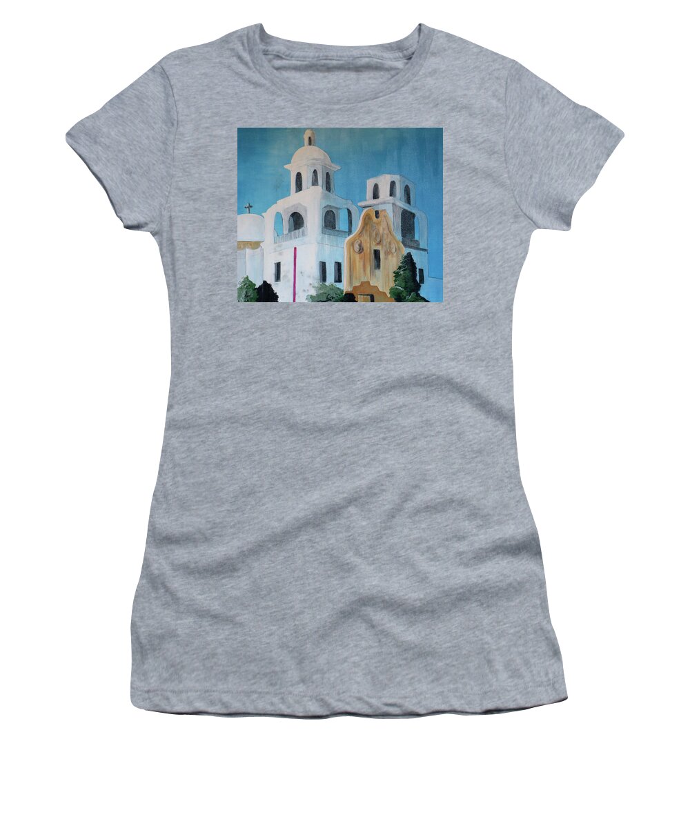 Tucson Women's T-Shirt featuring the painting Tucson Church Two by Ted Clifton
