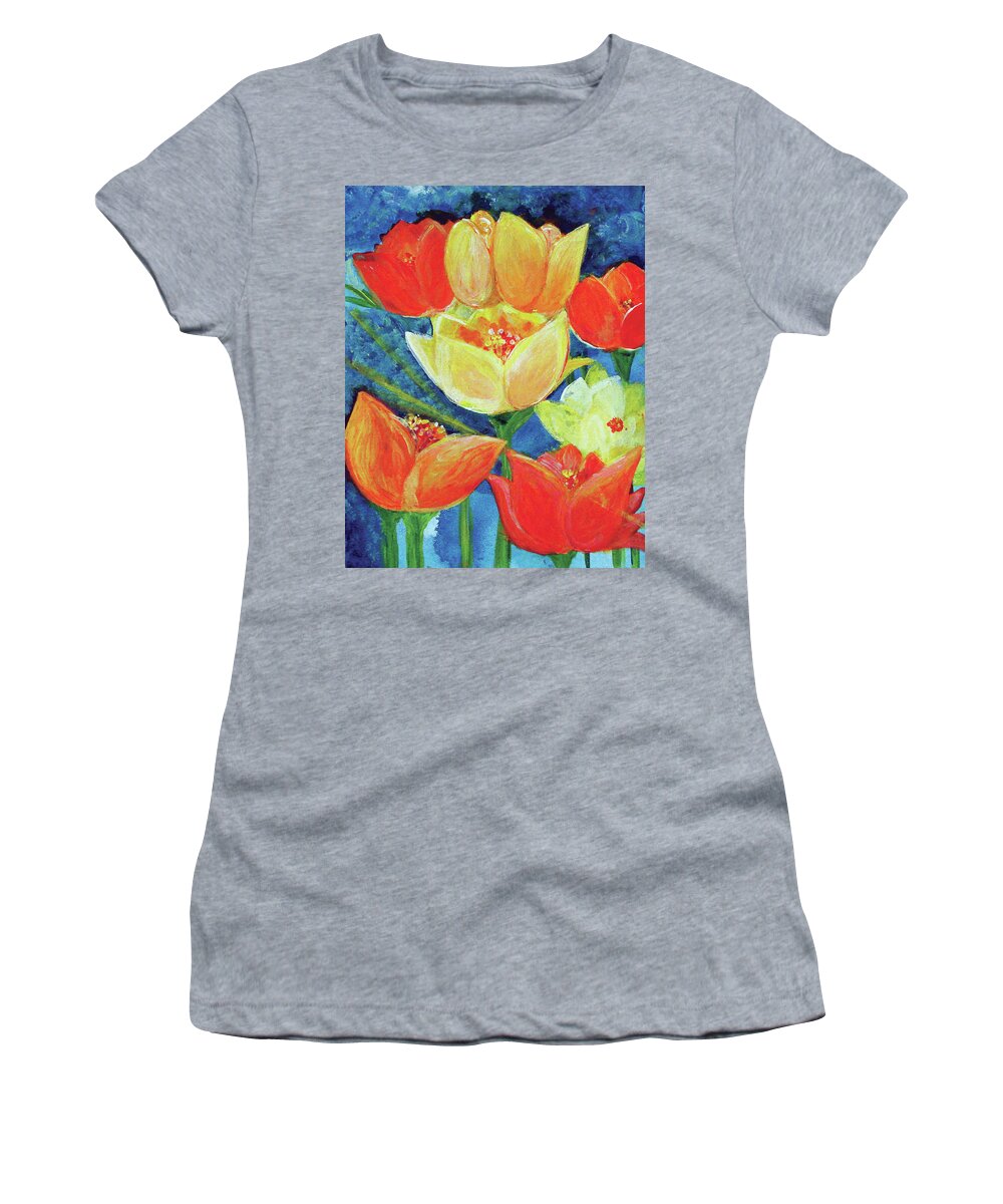 Tulips Women's T-Shirt featuring the painting Tulips Are Joy by Ashleigh Dyan Bayer
