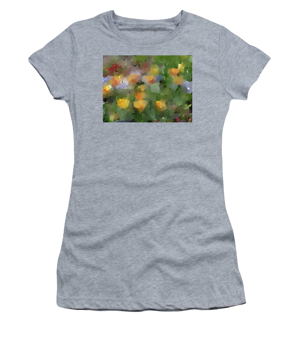 Photographic Art Women's T-Shirt featuring the digital art Tulips at the Botanic by Kathie Chicoine