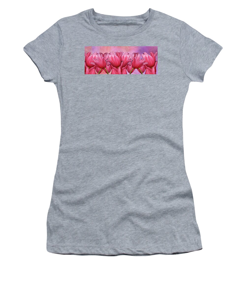 Photo Women's T-Shirt featuring the photograph Tulips in a row by Anthony M Davis