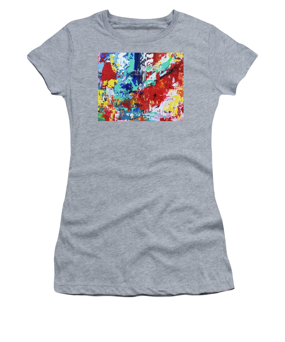 Abstract Women's T-Shirt featuring the painting Turmoil in Technicolor by Bonny Puckett