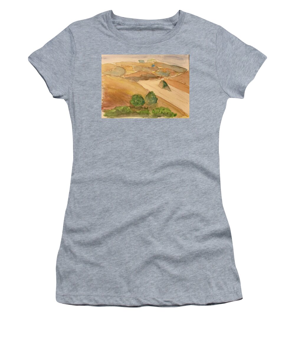  Women's T-Shirt featuring the painting Tuscan Fields by John Macarthur