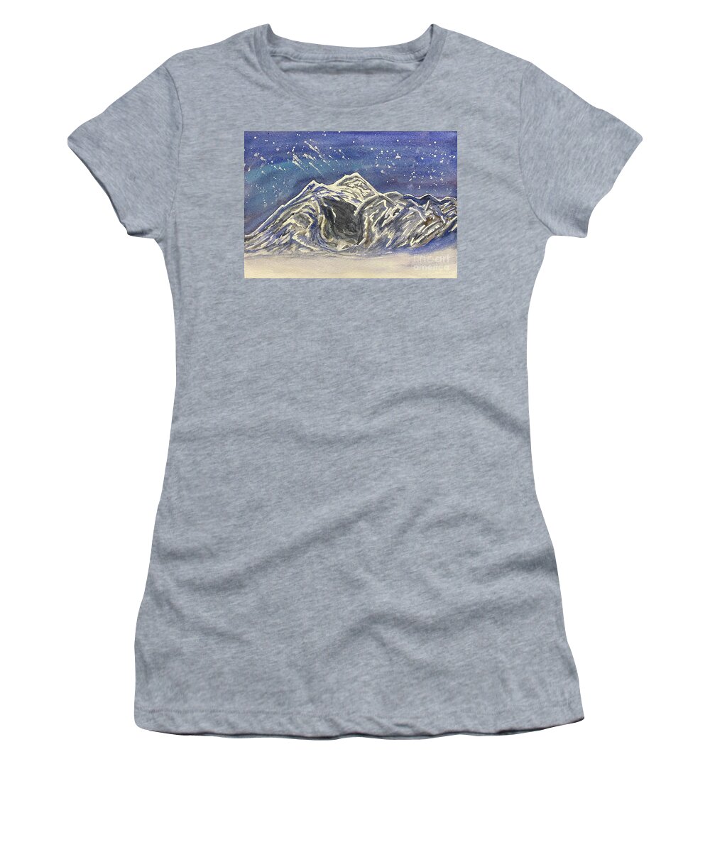 Mt Baker Women's T-Shirt featuring the painting Twilight Mountain by Lisa Neuman