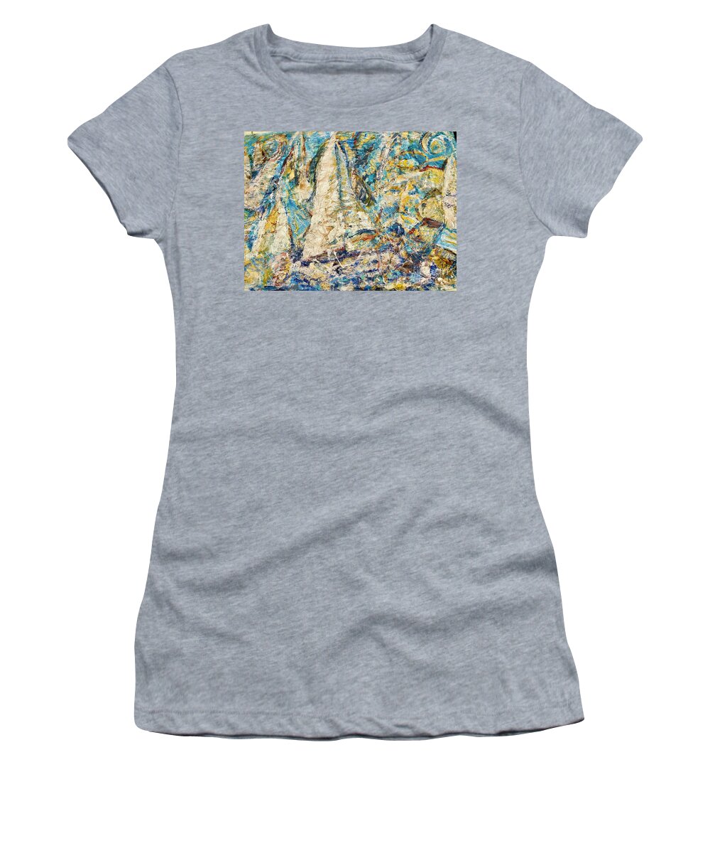 Seascape Women's T-Shirt featuring the painting Twilight sail II by Fereshteh Stoecklein