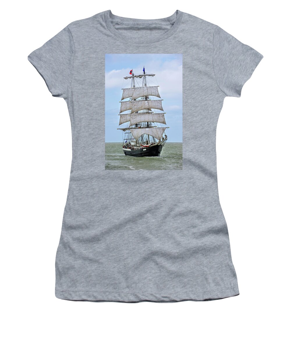 Two-master Women's T-Shirt featuring the photograph Two-Master Tall Ship Mercedes by Arterra Picture Library