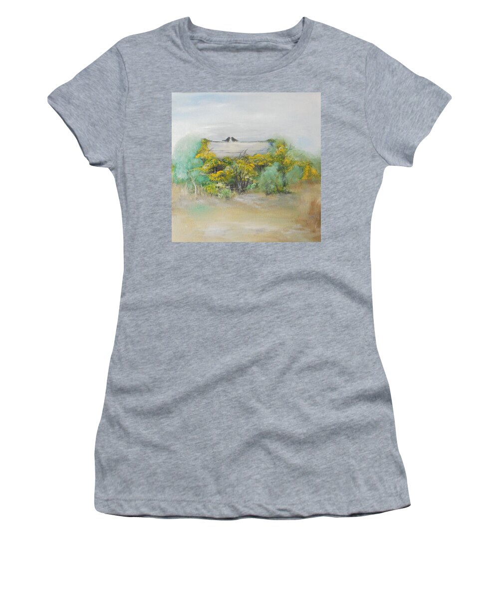Crows Women's T-Shirt featuring the painting Two Old Crows by Jacqueline Whitcomb