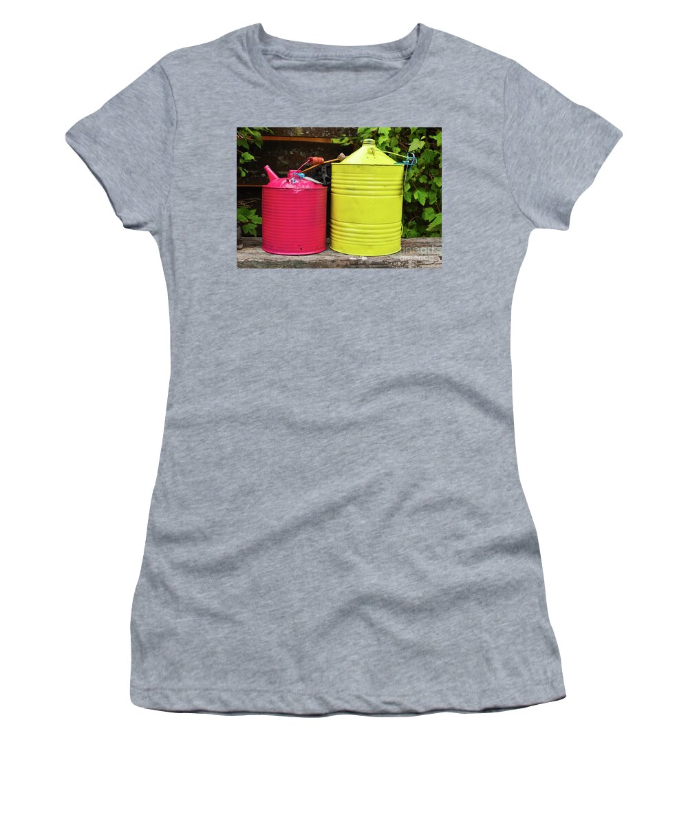 Two Women's T-Shirt featuring the photograph Two vintage kerosene containers by Les Palenik