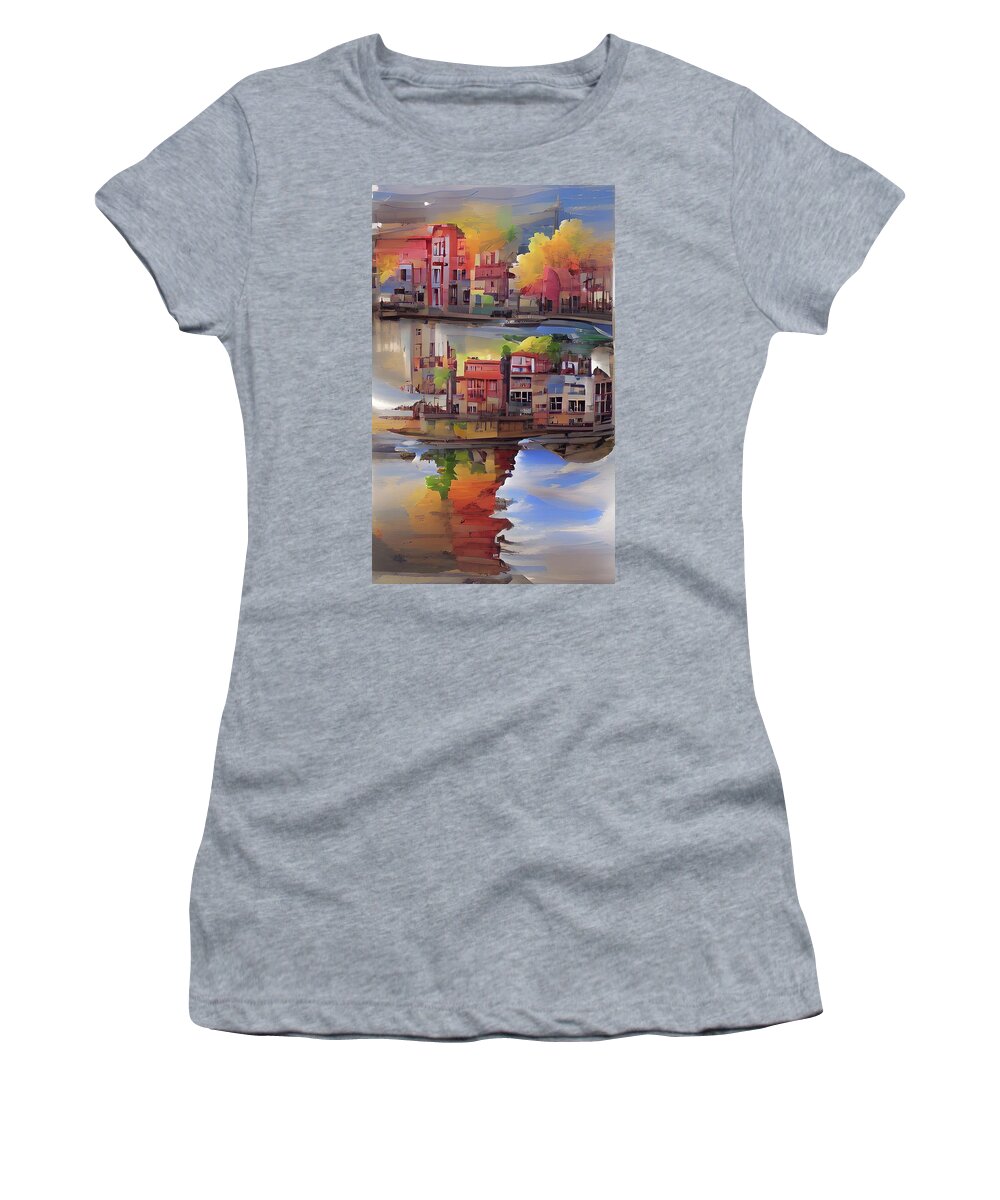  Women's T-Shirt featuring the digital art TwoTown by Rod Turner