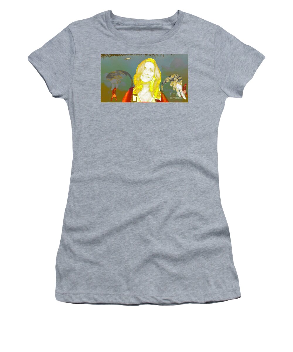 Angel Women's T-Shirt featuring the digital art Under my Wings by Alexandra Vusir