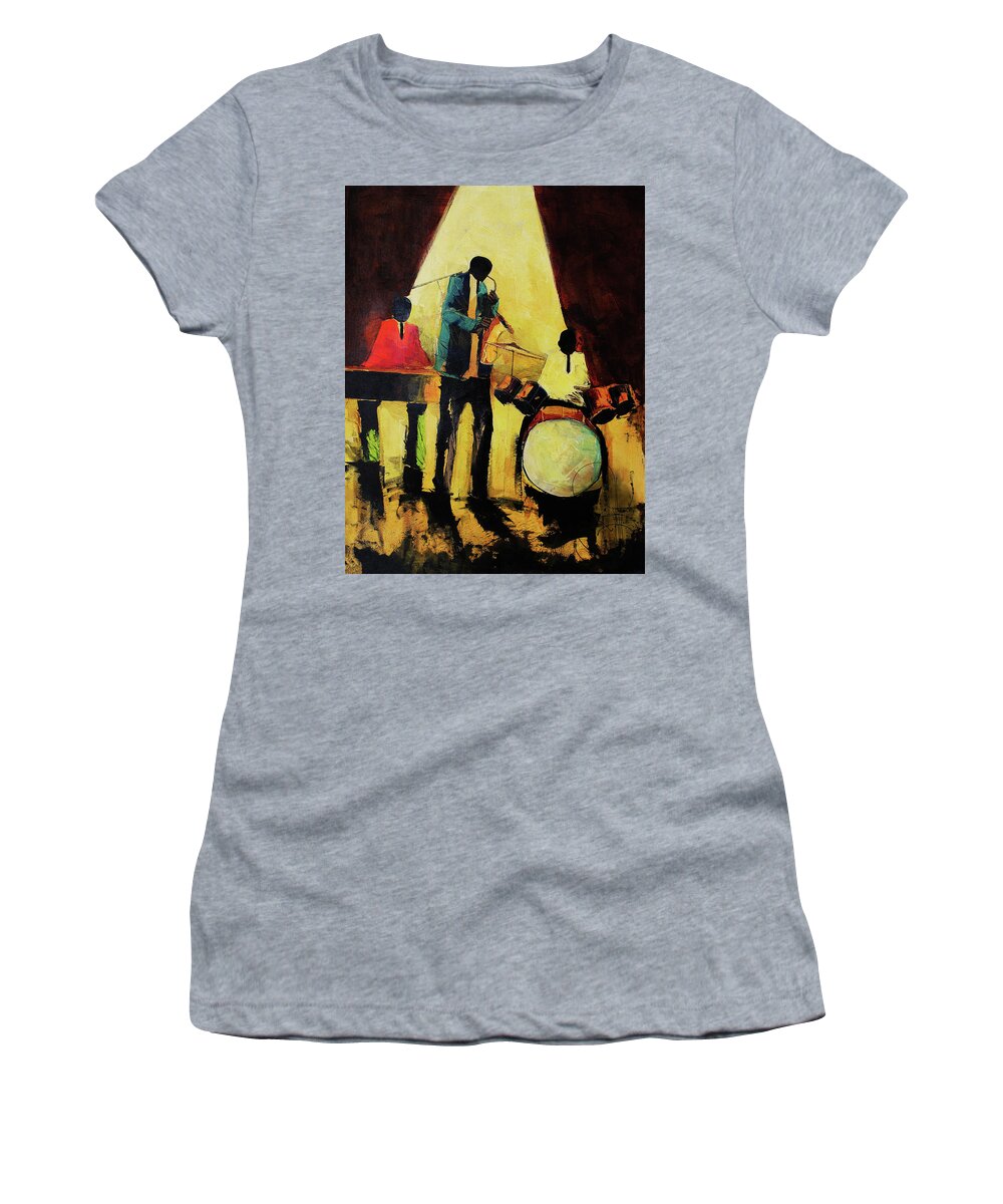 Nni Women's T-Shirt featuring the painting Under The light by Ndabuko Ntuli
