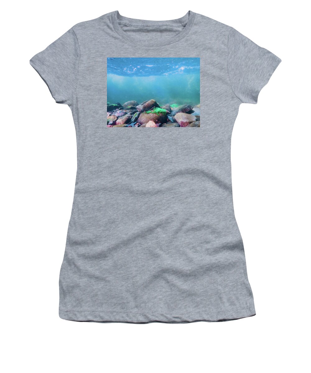 Sea Women's T-Shirt featuring the photograph Underwater Scene - Upper Delaware River 6 by Amelia Pearn