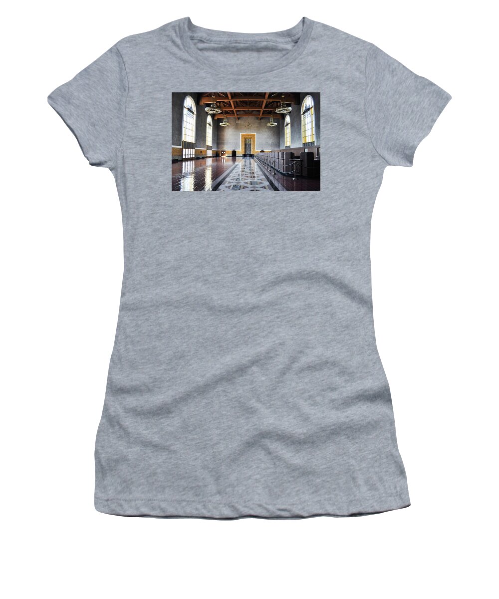 Union Station Women's T-Shirt featuring the photograph Union Station Los Angeles by Kyle Hanson