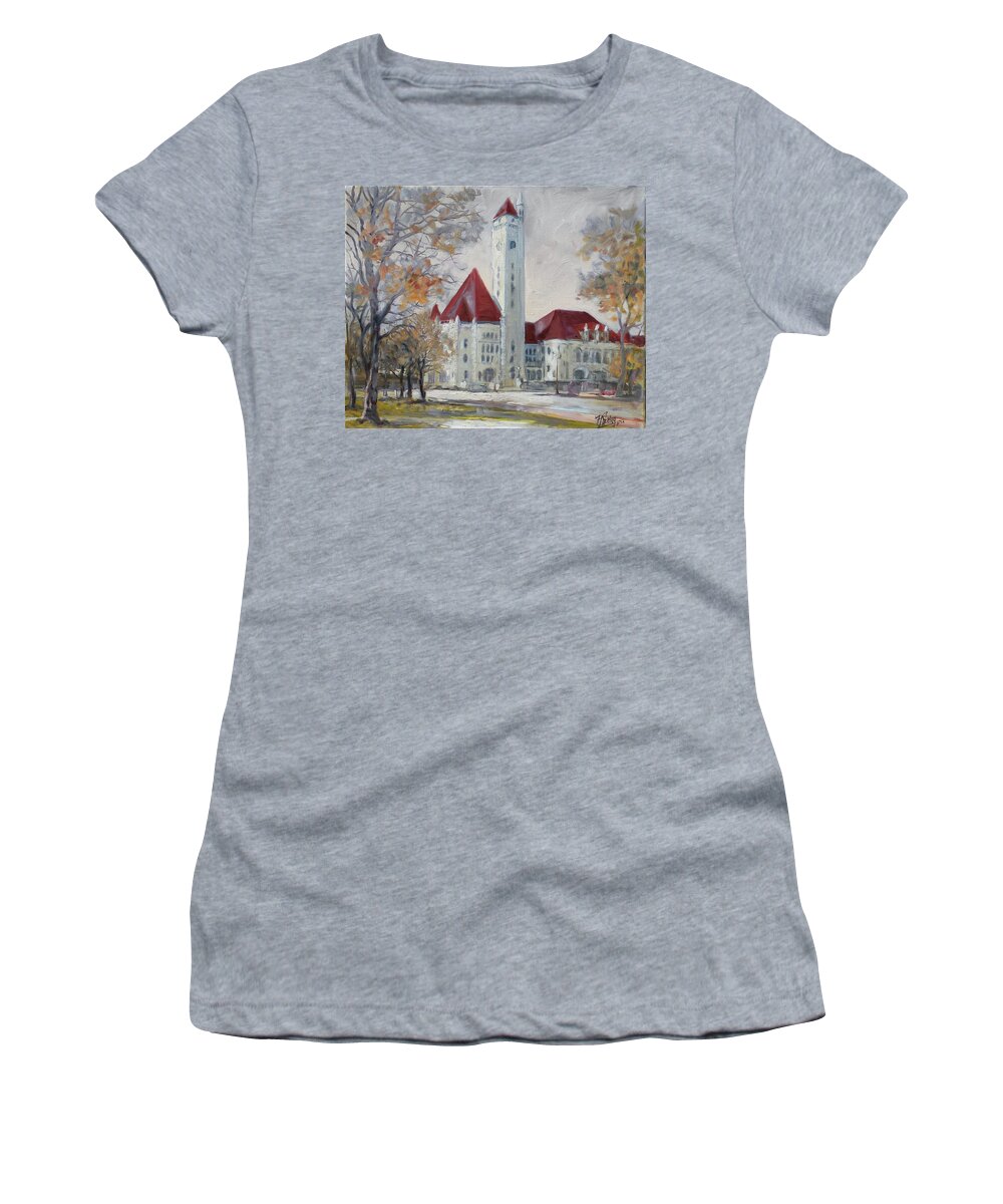 Saint Louis Paintings Women's T-Shirt featuring the painting Union Station Saint Louis by Irek Szelag
