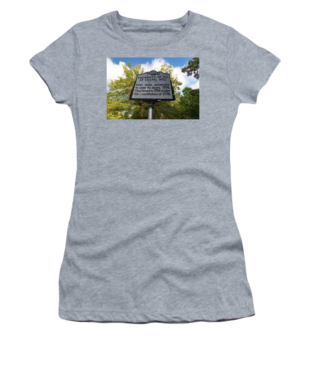 College Tour Women's T-Shirt featuring the photograph University of North Carolina at Chapel Hill sign by Eldon McGraw
