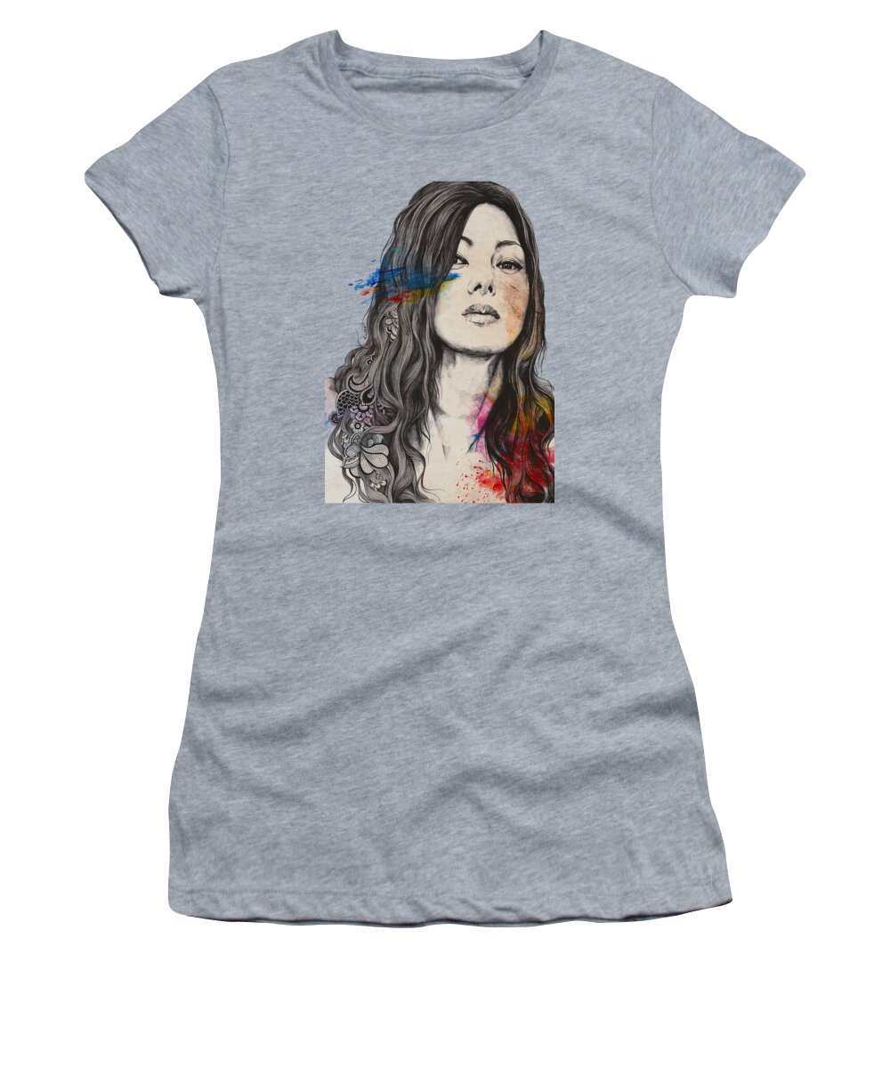Woman Portrait Women's T-Shirt featuring the drawing Untitled #91020 by Marco Paludet