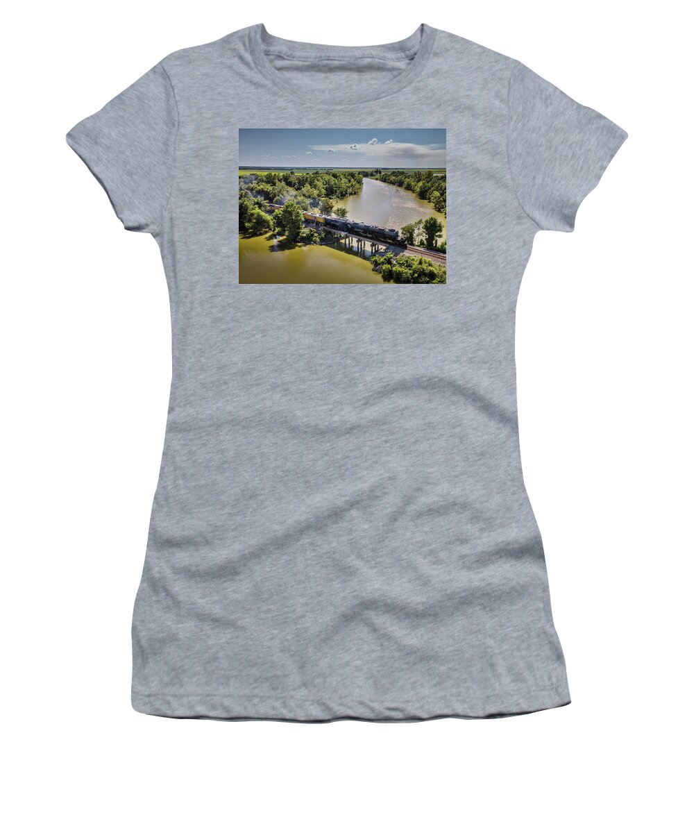 Railroad Women's T-Shirt featuring the photograph UP 4014 Big Boy at Corning AR by Jim Pearson