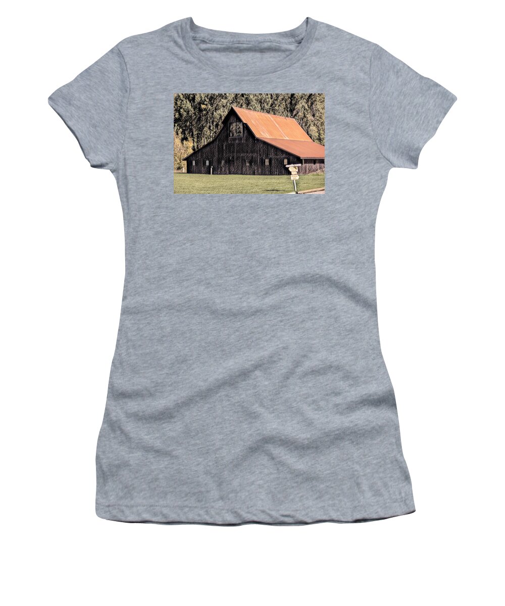 Barn Women's T-Shirt featuring the photograph Urban Barn by Cathy Anderson