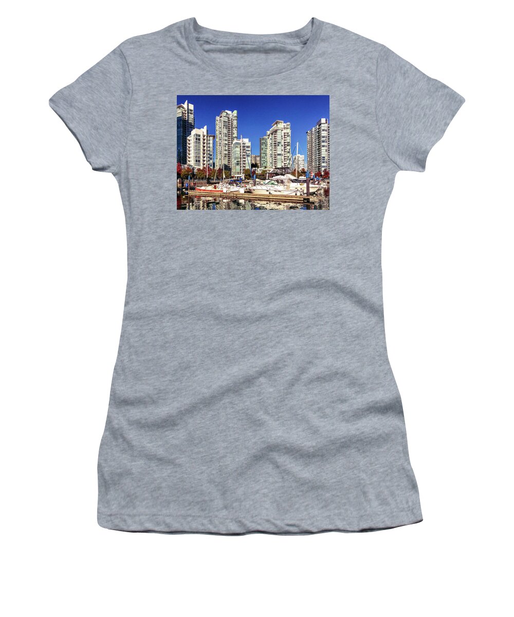 Vancouver Canada Women's T-Shirt featuring the photograph Vancouver British Columbia Canada Cityscape 4358 by Amyn Nasser