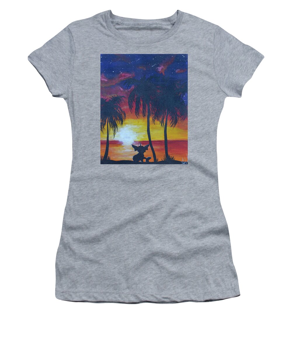Vaporeon Women's T-Shirt featuring the painting Vaporeon's Vacation by Ashley Wright