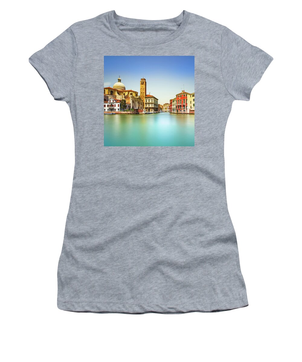 Venice Women's T-Shirt featuring the photograph Venice grand canal, San Geremia church landmark. Italy by Stefano Orazzini