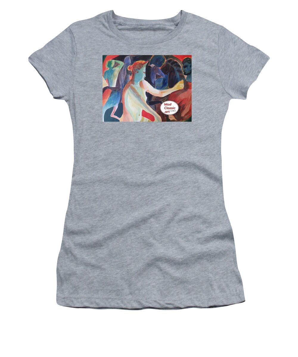 Masterpiece Paintings Women's T-Shirt featuring the painting Venus in the Mirror ModClassic Art Style by Enrico Garff
