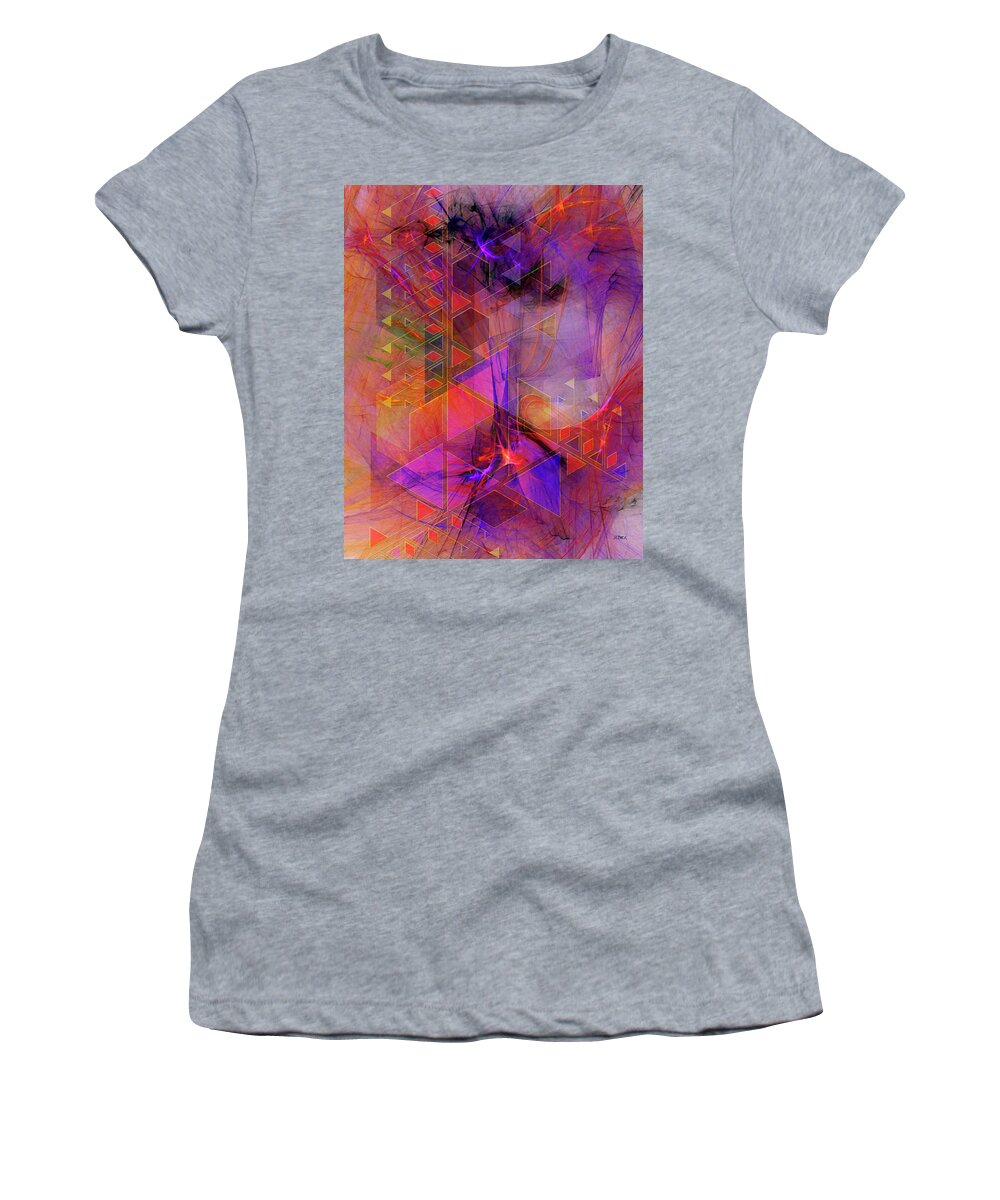 Vibrant Echoes Women's T-Shirt featuring the digital art Vibrant Echoes by Studio B Prints