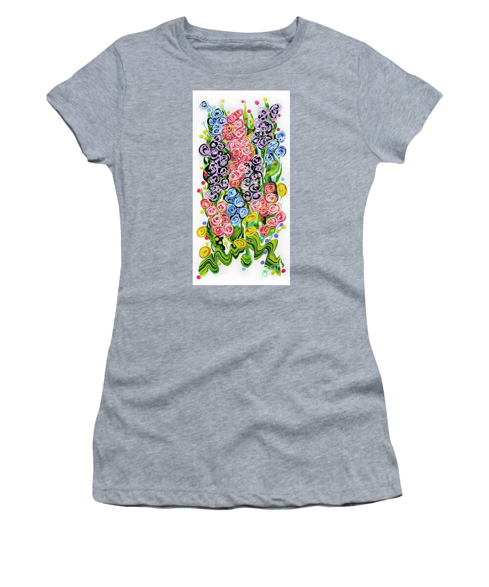 Fluid Acrylic Painting Women's T-Shirt featuring the painting Victorian Garden Long by Jane Crabtree