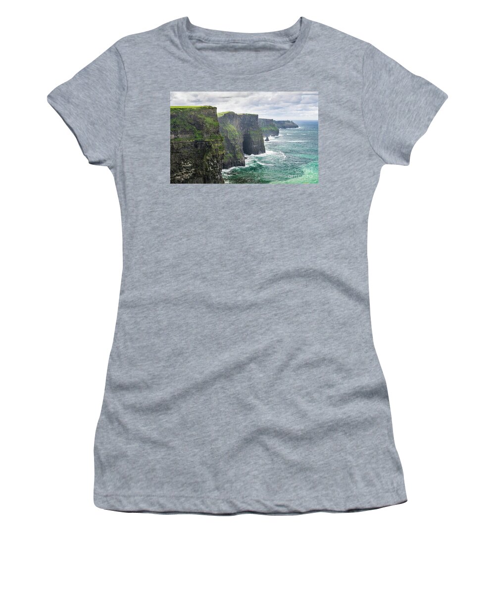  Women's T-Shirt featuring the photograph View of Cliffs of Moher in Ireland by Elena Elisseeva