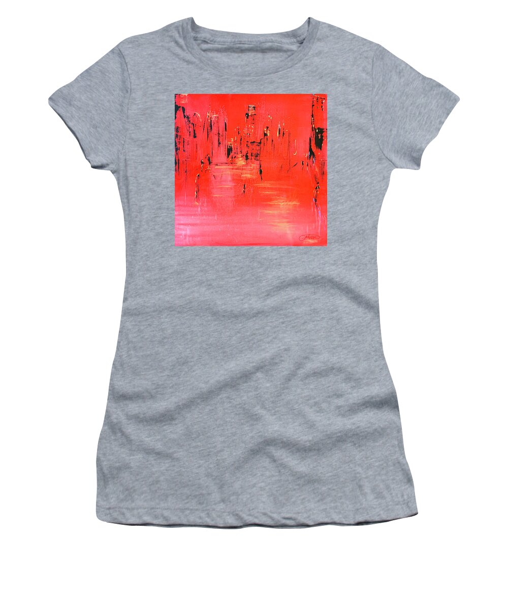 Art Women's T-Shirt featuring the painting Village morning 2020 Pandemic by Jack Diamond