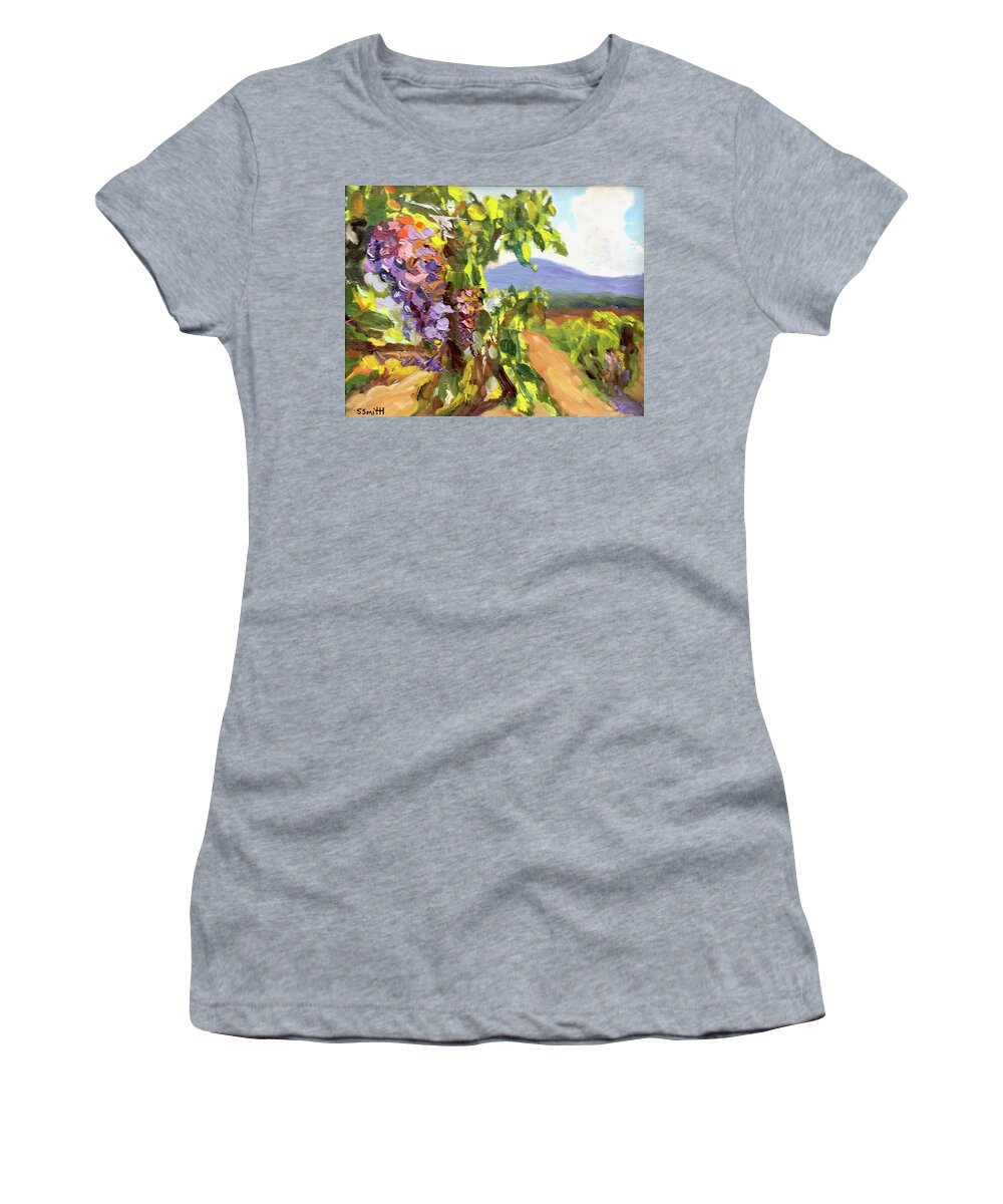 Grapes Women's T-Shirt featuring the painting Vineyard Grapes by Shawn Smith