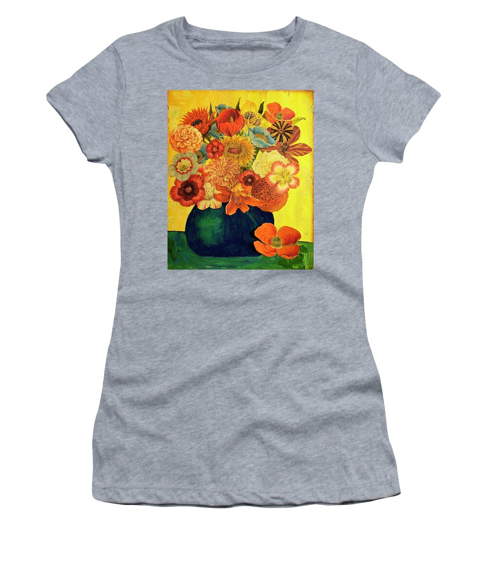 Art Tissue Women's T-Shirt featuring the mixed media Vintage Bouquet #1 by Lorena Cassady