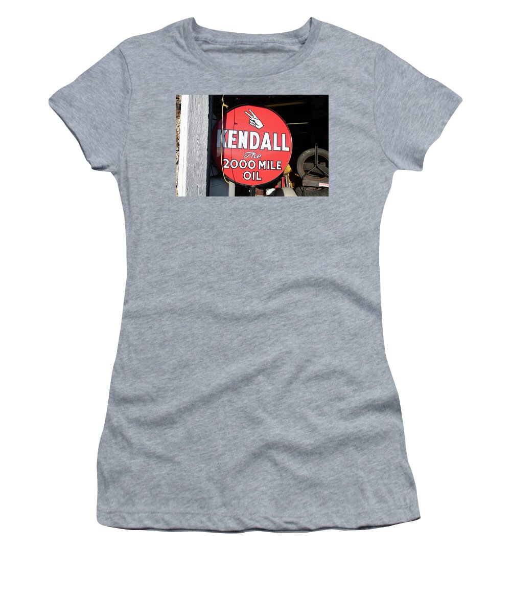 Americana Women's T-Shirt featuring the photograph Vintage Kendall Oil sign on Historic Route 66 in Ash Grove Missouri by Eldon McGraw