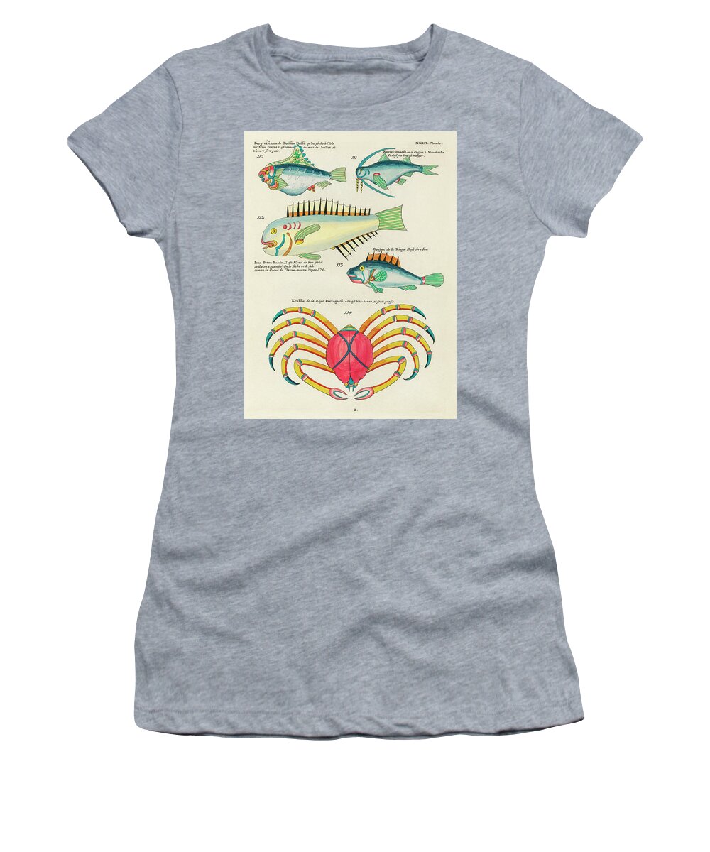 Fish Women's T-Shirt featuring the digital art Vintage, Whimsical Fish and Marine Life Illustration by Louis Renard - Berg Visch, Potou Banda by Louis Renard