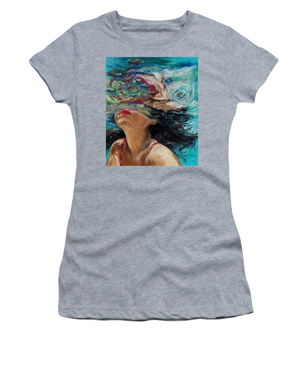 Underwaterpainting Women's T-Shirt featuring the painting Viragos by Hafsa Idrees